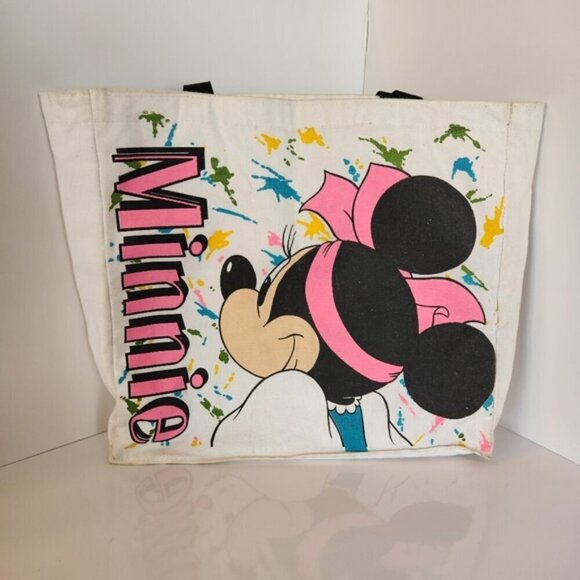 Vintage 90s Disney Minnie Mouse Pink Vinyl Tote Beach Bag Made in USA 1990s Rare - Picture 2 of 10